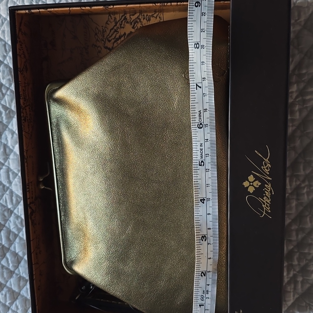 Patricia Nash Metallic Gold Leather Wristlet Clutch - Picture 9 of 15